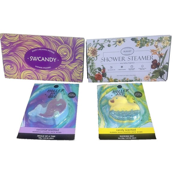 Shower & Bath SETS- LOT 4pcs- Shower Steamers 2 Gift Sets/Packs & 2 Bath Bombs - Picture 2 of 6